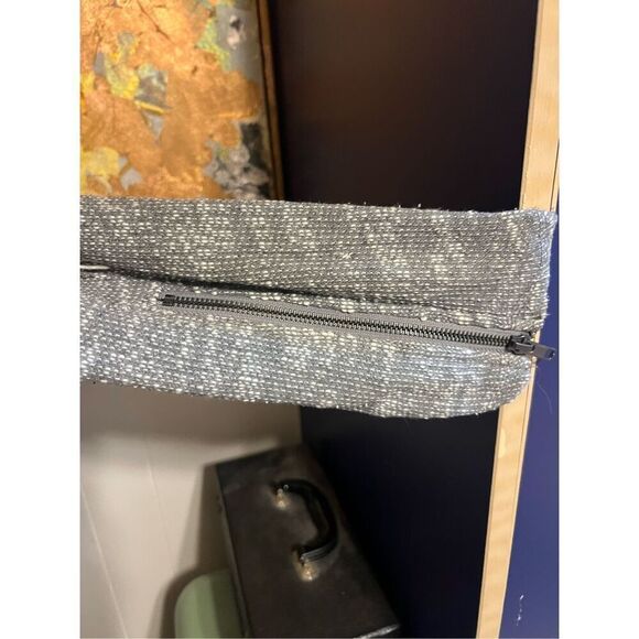 Free People Boho In The Loop Grey and Cream Water Fall Zip Sleeve Oversized Card - Picture 6 of 11